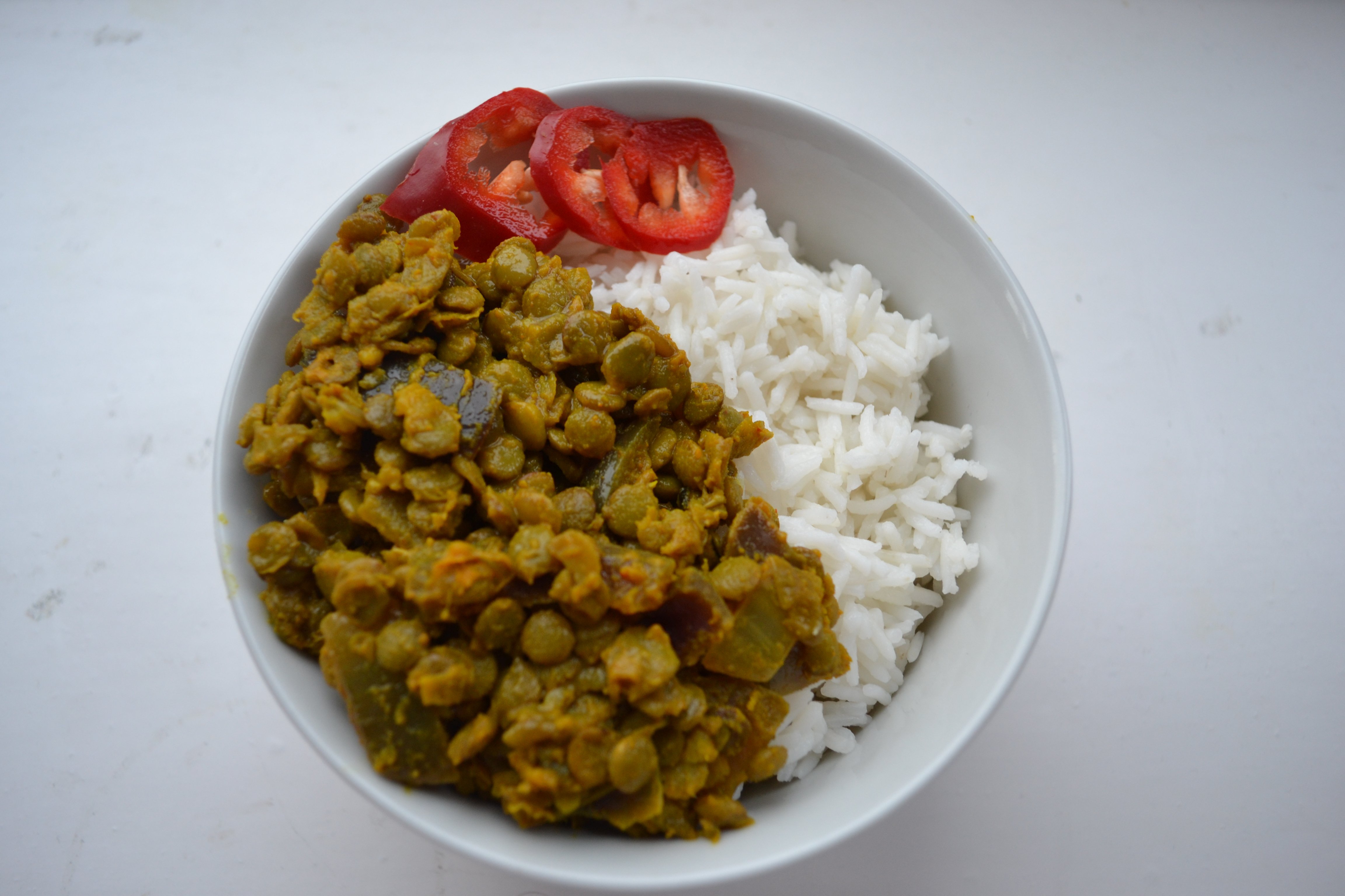 Easy Lentil Healthy Recipe with Rice and Chillis