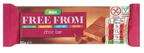 ASDA Free From Chocolate Bar-Vegan & gluten free chocolate