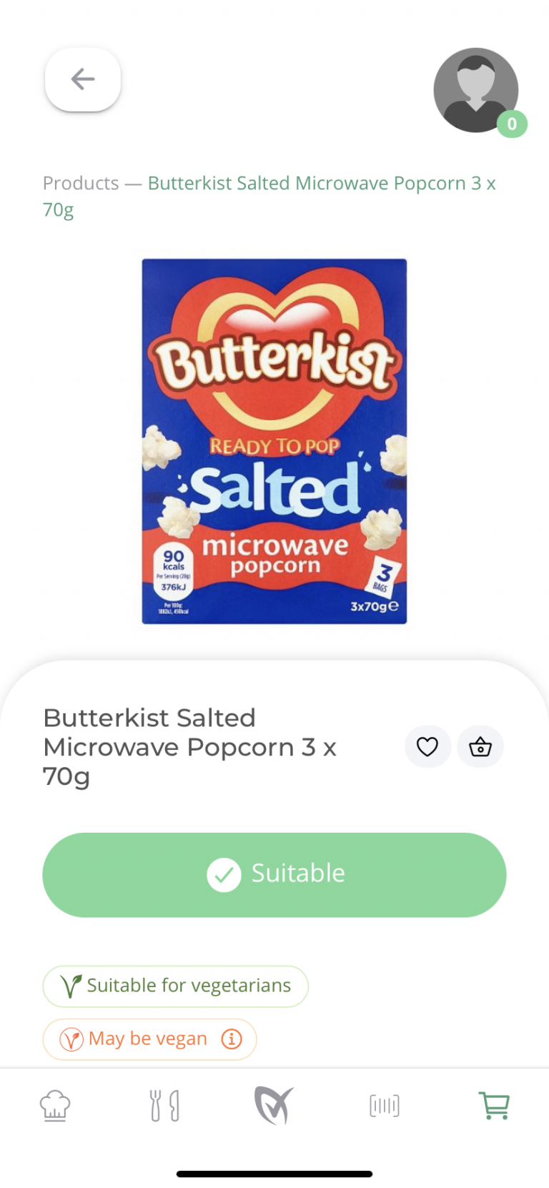 Butterkist salted microwave popcorn