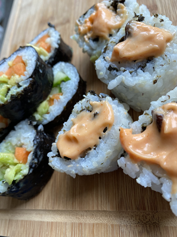 Vegan Shiitake Mushroom and Spicy mayo sushi