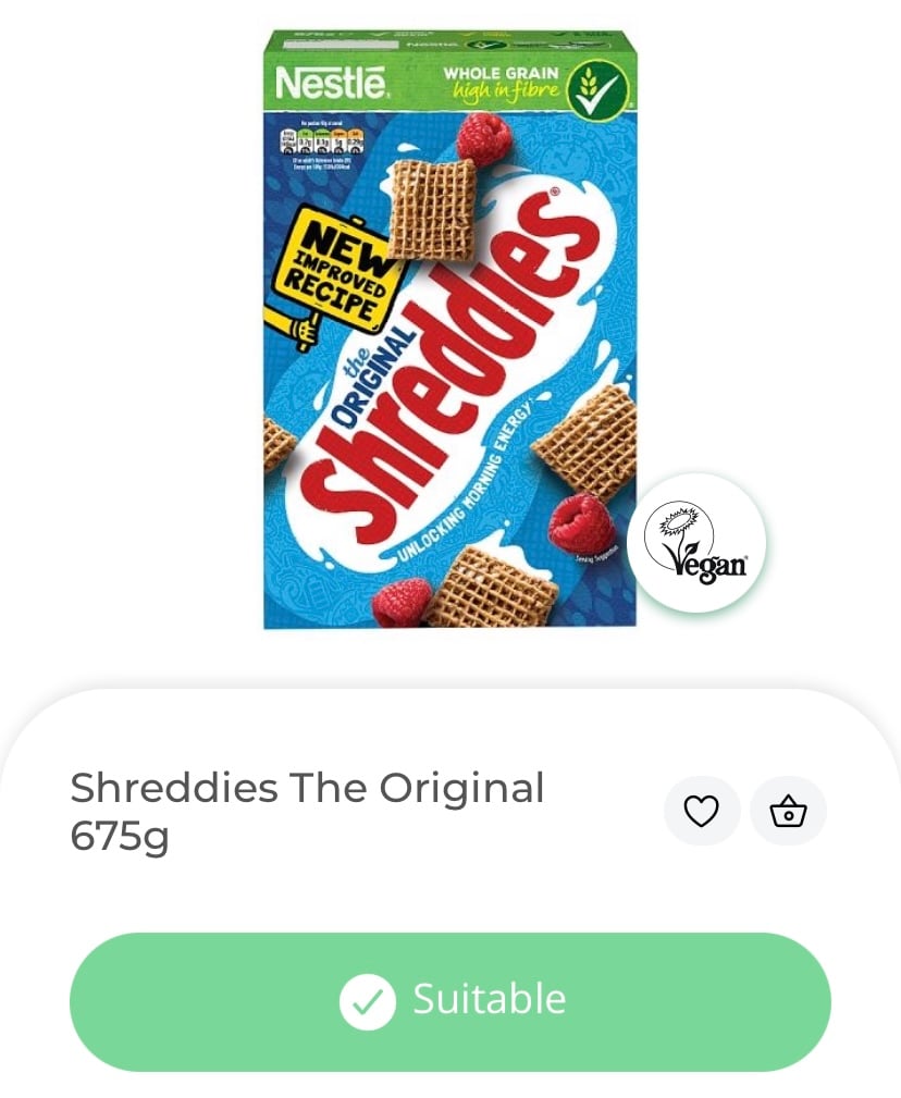 Shreddies, vegan cereal