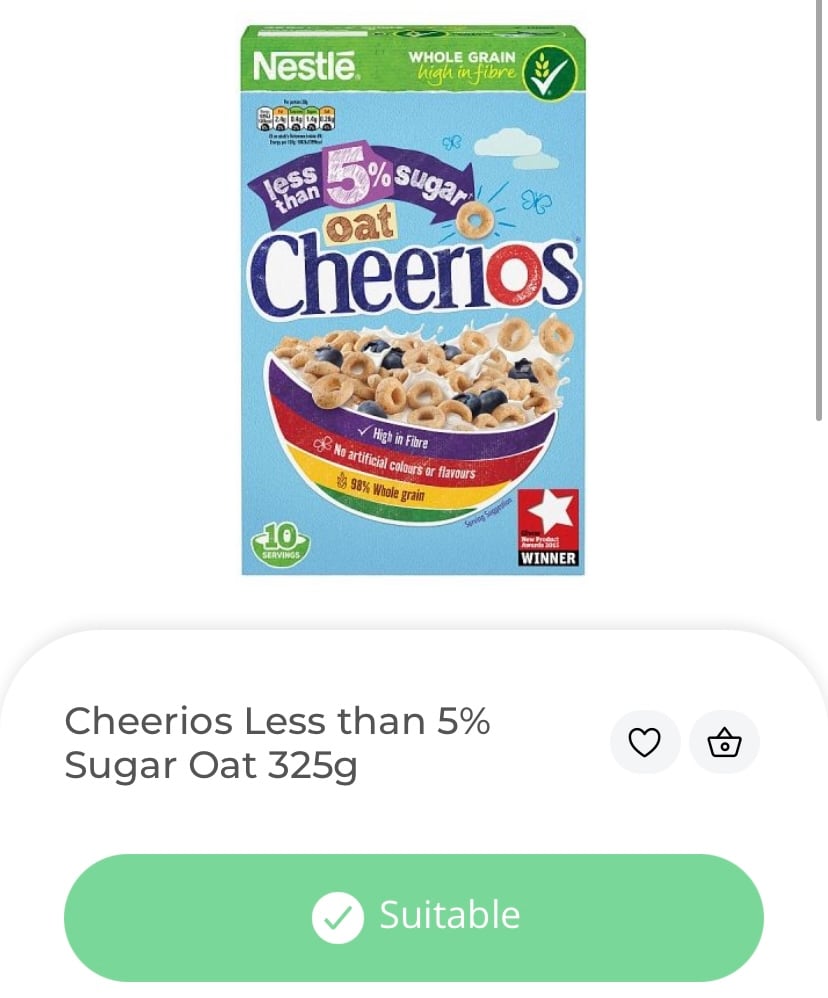 Cheerios, low sugar. vegan cereal