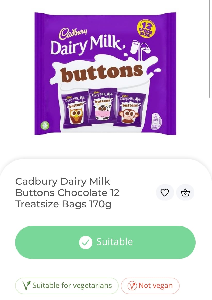 Cadbury Choc buttons