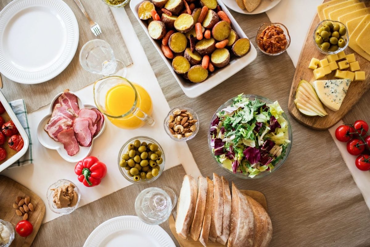 Variety of lunch ingredients displayed on a table